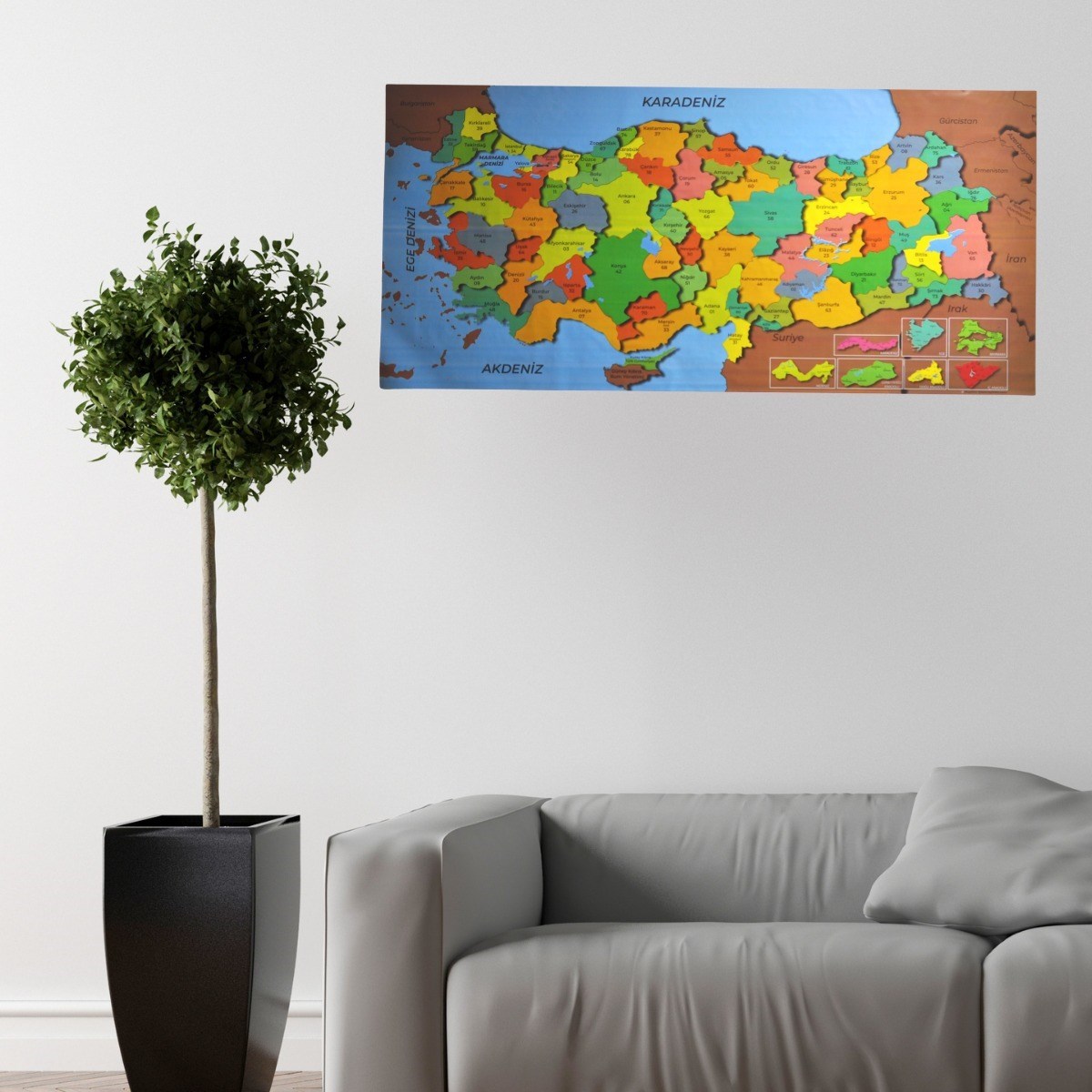 Renkli Türkiye Haritası Manyetik Yapıştırıcı Gerektirmeyen Duvar Stickerı 118 CM * 56 CM (5271) Renkli Türkiye Haritası Manyetik Yapıştırıcı Gerektirmeyen Duvar Stickerı 118 CM * 56 CM (5271)