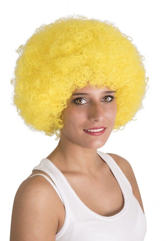 Sarı Renk Kıvırcık Afro Bonus Peruk (5271)