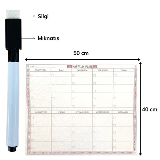Şeffaf Kendiliğinden Yapışkanlı Kalemli Haftalık Planlayıcı 40cm-50cm (5271) Şeffaf Kendiliğinden Yapışkanlı Kalemli Haftalık Planlayıcı 40cm-50cm (5271)