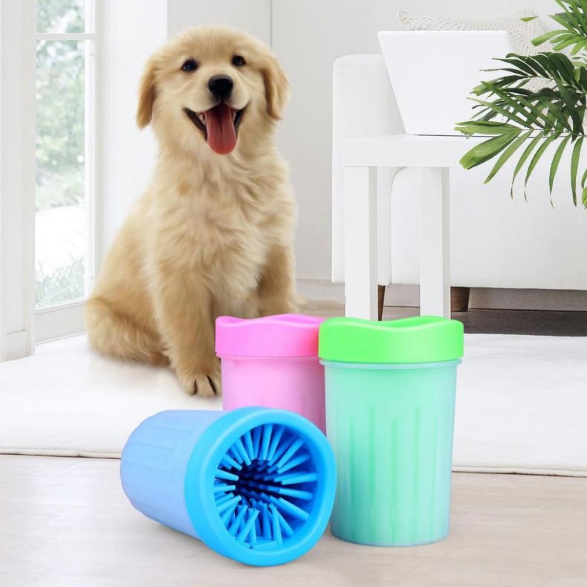 Silikon Jel Fırçalı Kedi Köpek Pati Ayak Yıkama Temizleme Kovası (Küçük) (5271)