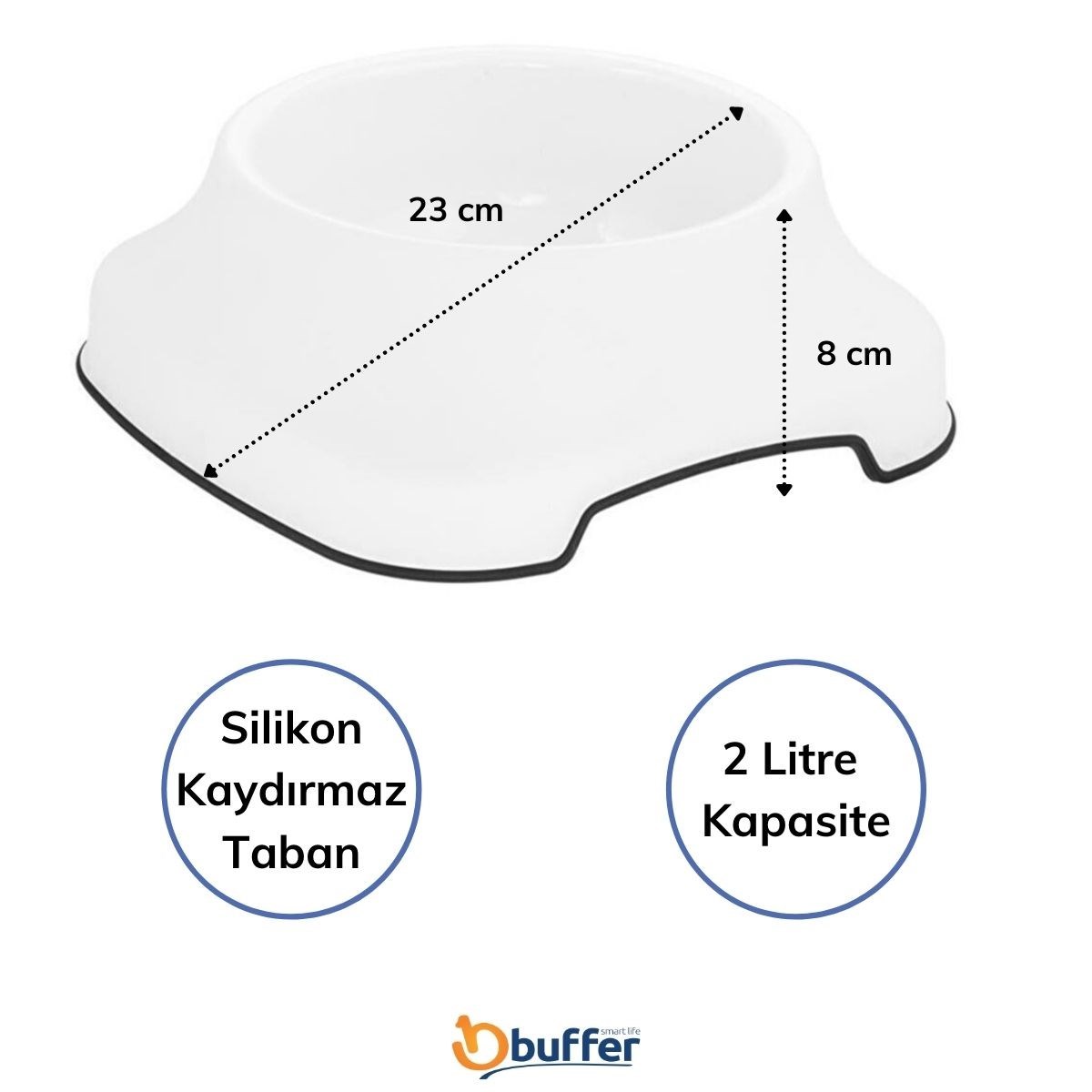Silikon Kaydırmaz Taban Plastik Kedi ve Köpek Mama ve Su Kabı 2 L (5271) Silikon Kaydırmaz Taban Plastik Kedi ve Köpek Mama ve Su Kabı 2 L (5271)