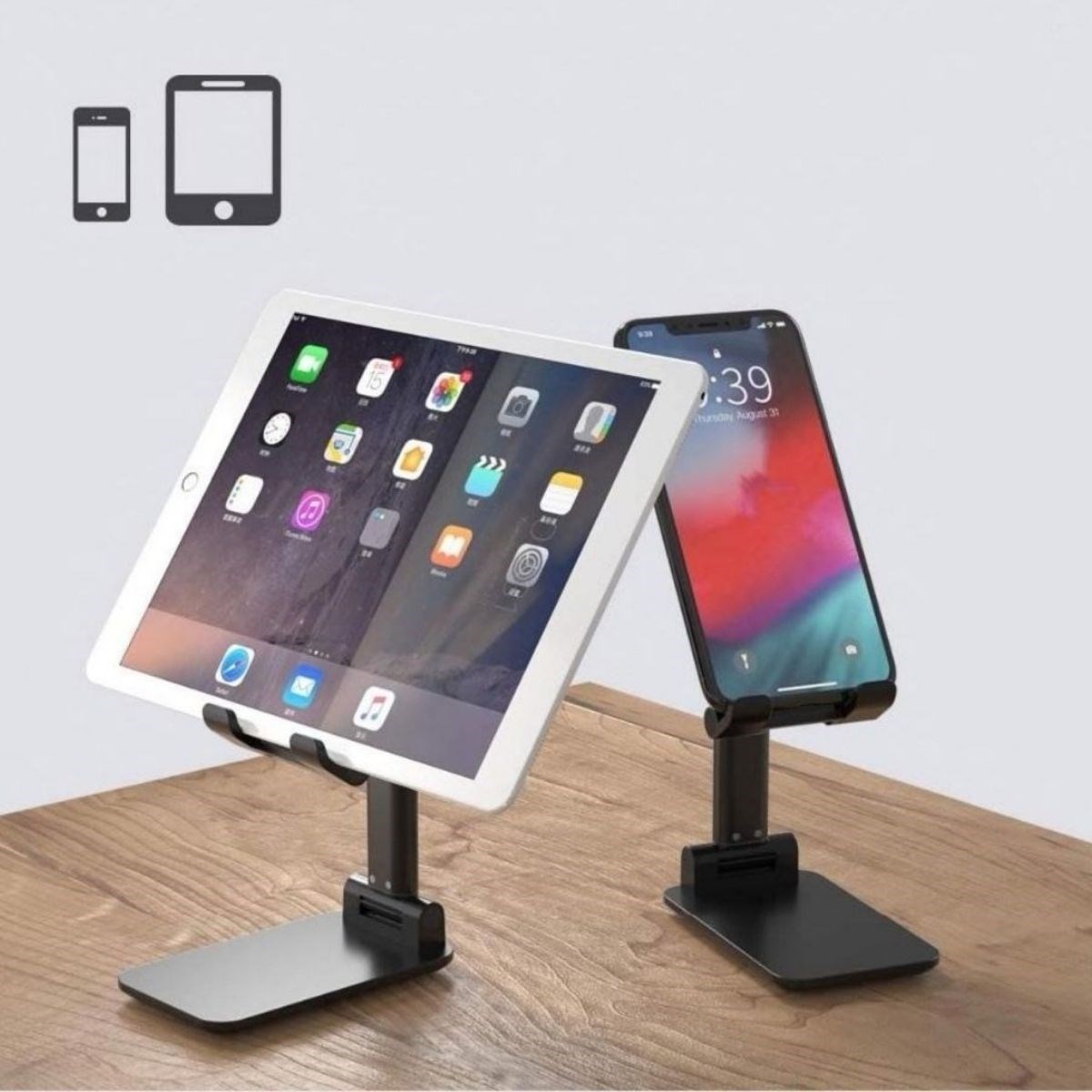 Siyah Aynalı Cep Telefonu Sabitleyici Stand Katlanabilir Ayarlanabilir Telefon Standı (5271)