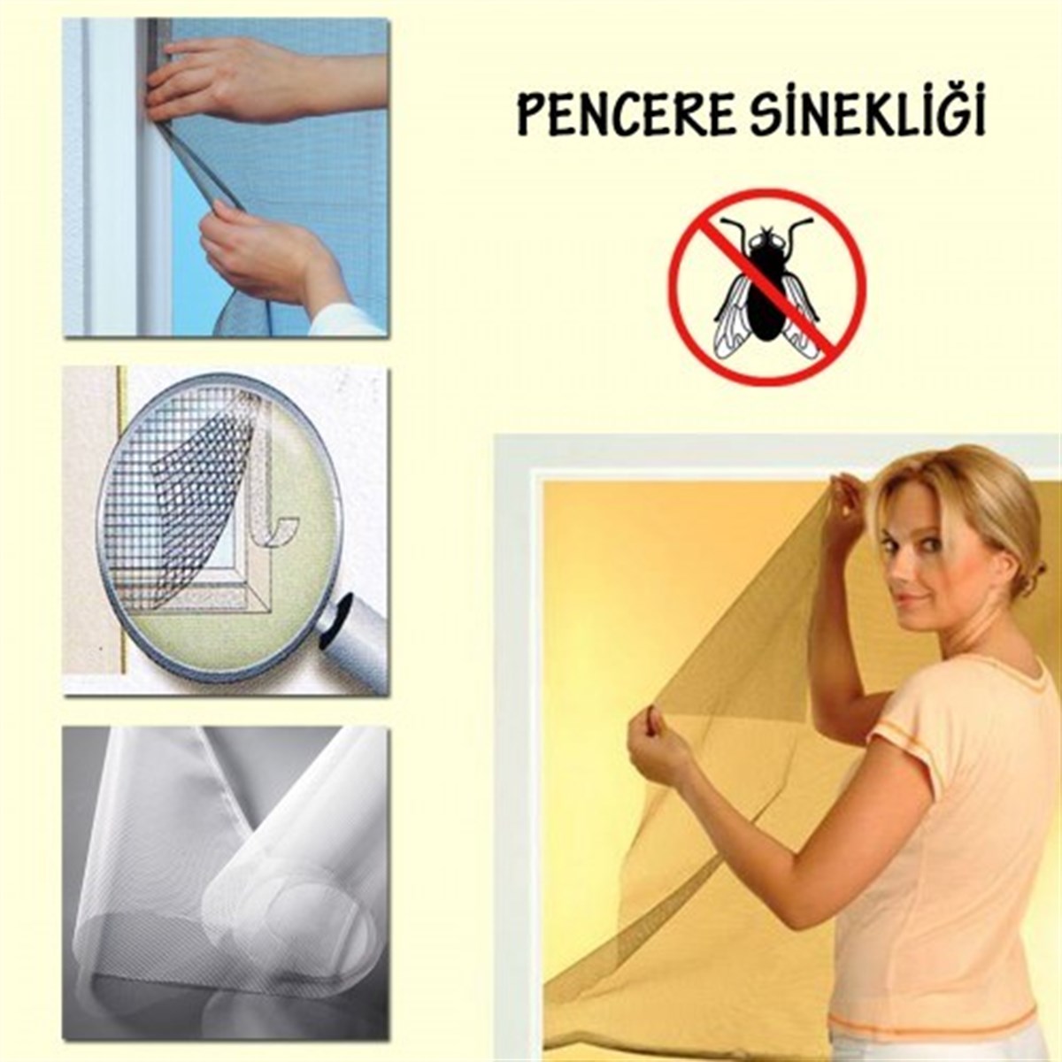 Tüm Cam Pencere Kapılara Uyumlu Tek Kanat Pencere Sinekliği (5271)