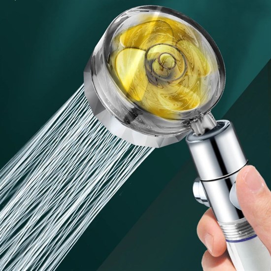 Turbo Pervaneli ve Filtreli Su Tasarruflu 360 Derece Dönebilen Tazyikli Duş Başlığı (5271)