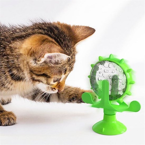 Vantuzlu Zilli İnteraktif Dönebilen Mama Kaplı Renkli Eğlenceli Eğitici Kedi Oyuncağı (5271)