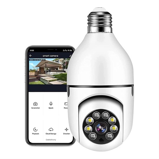 WiFi 360 Panoramik Ampul Kamera Gece Görüş Ses Akıllı Hareket Algılayıcı (5271)