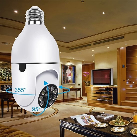 WiFi 360 Panoramik Ampul Kamera Gece Görüş Ses Akıllı Hareket Algılayıcı (5271)