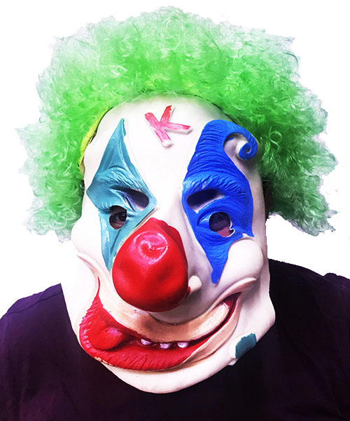 Yeşil Renk Afro Bonus Peruklu Palyaço Lateks Et Maske (5271)