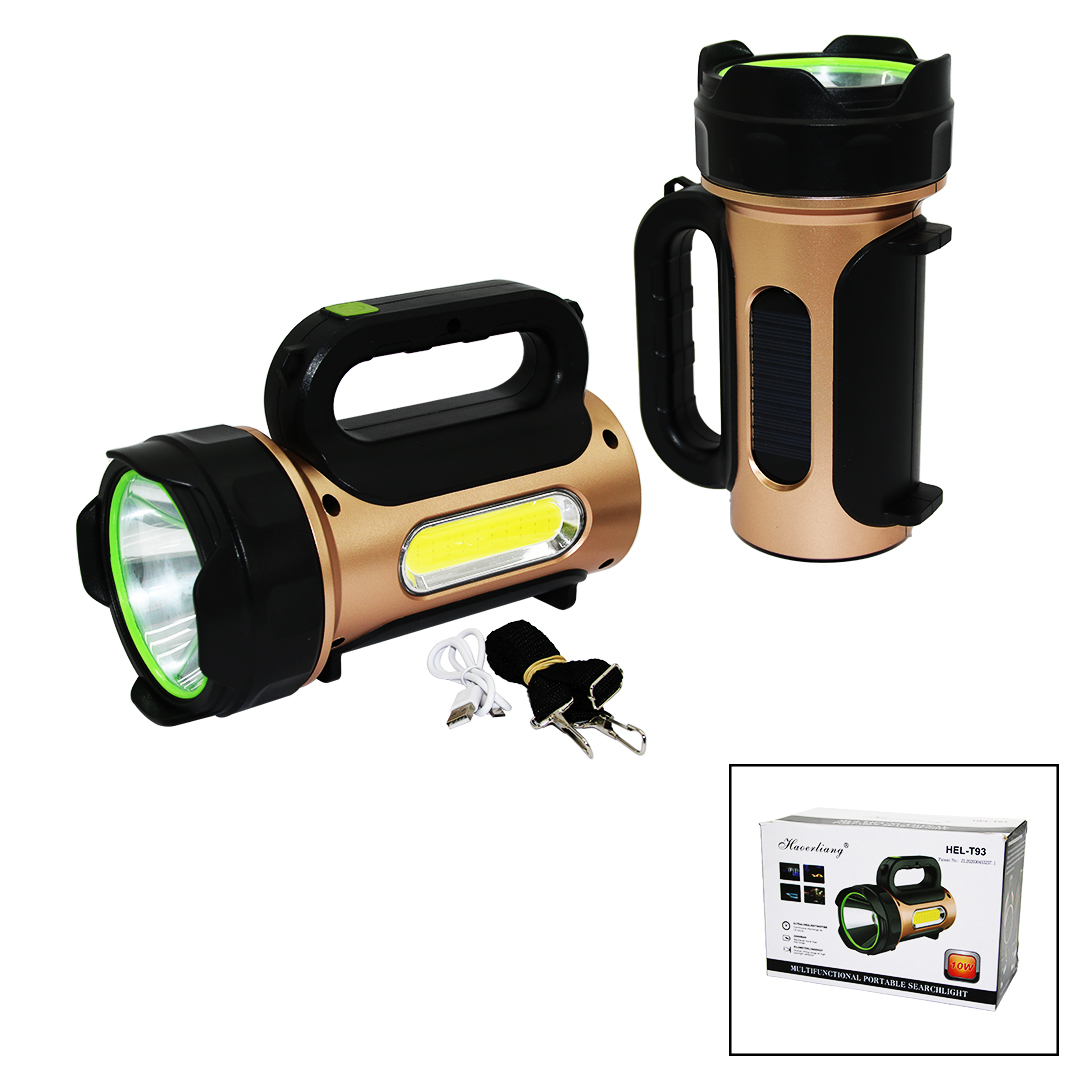 10W - SOLAR - USB ŞARJLI 2IN1 EL FENERİ RENKLİ FONKSİYONEL SMD LED (5271)
