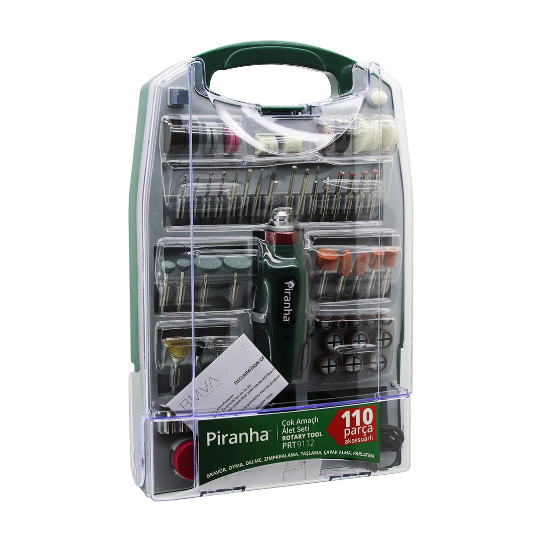 110 PCS MİNİ TAŞLAMA - GRINDER ÇOK AMAÇLI SET ELEKTRİKLİ EL MOTORU DC 12V  16000 RPM PARLATMA PRT-9112 (5271)
