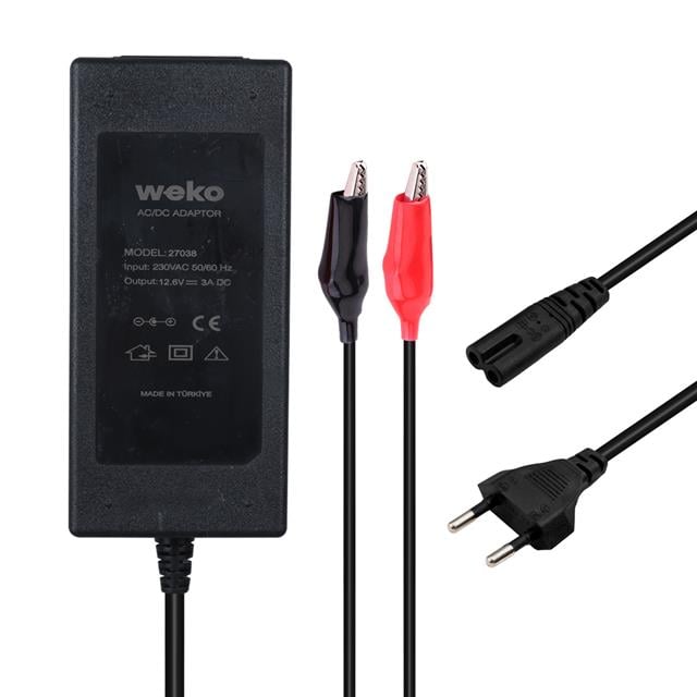 12.6 Volt - 3 Amper Krokodil Uçlu Ledli Yerli Üretim Masaüstü Şarj Adaptörü (5271)