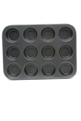 12 GÖZLÜ METAL - SİYAH DÜZ MUFFIN KALIP (5271)