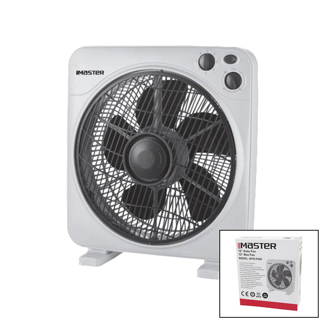 12 İNÇ  KUTU FAN  VANTİLATÖR  3 KADEME HIZ   5 PLASTİK KANAT  40W   60DK.ZAMAN AYARLI  MTR-F620 (5271)