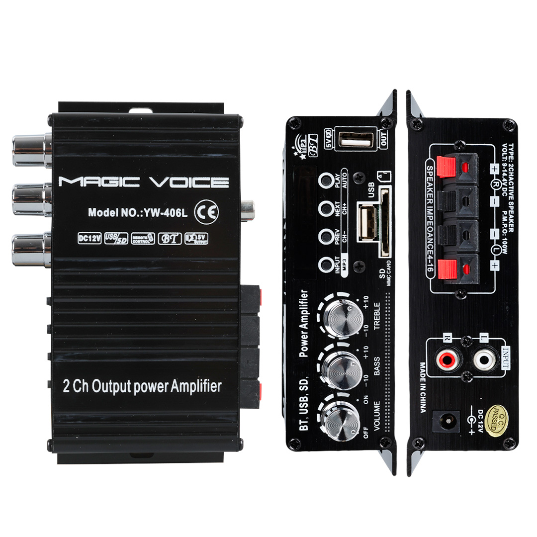 12 VOLT 100 WATT MOTOSİKLET BLUETOOTH AMFİ USB/SD 2 KANAL PAZARCI - ANFİ (154X80X42MM) (5271)