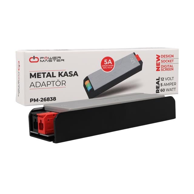 12 Volt 5 Amper 60 Watt Slim Metal Kasa Adaptör Voltaj Göstergeli 148x43x27mm (5271) 12 Volt 5 Amper 60 Watt Slim Metal Kasa Adaptör Voltaj Göstergeli 148x43x27mm (5271)