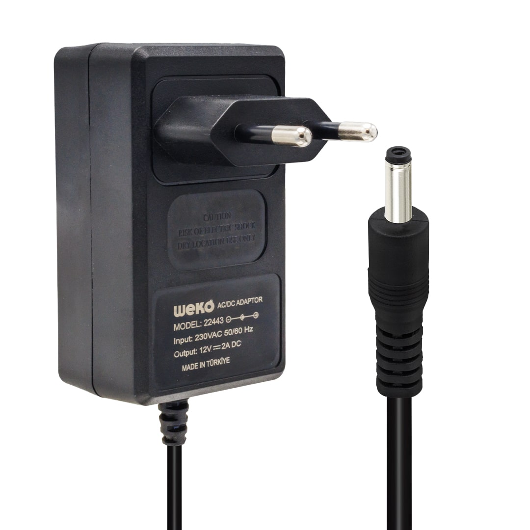 12 VOLT - 2 AMPER 2.5*0.7 UÇLU YERLİ ÜRETİM PLASTİK KASA PRİZ TİPİ ADAPTÖR (5271)