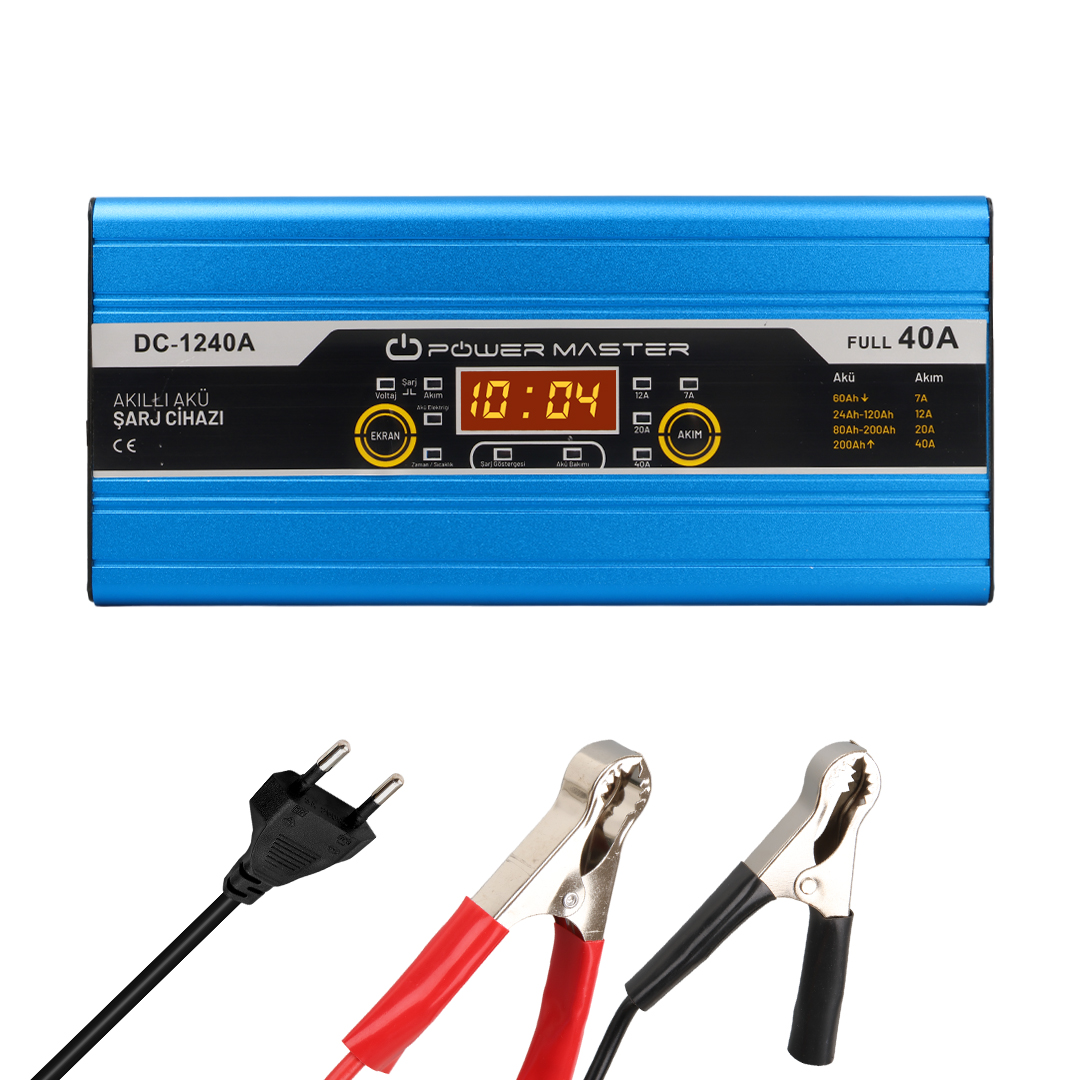 12 VOLT MAX 40 AMPER DİGİTAL EKRANLI  AKILLI AKÜ ŞARJ CİHAZI (5271)