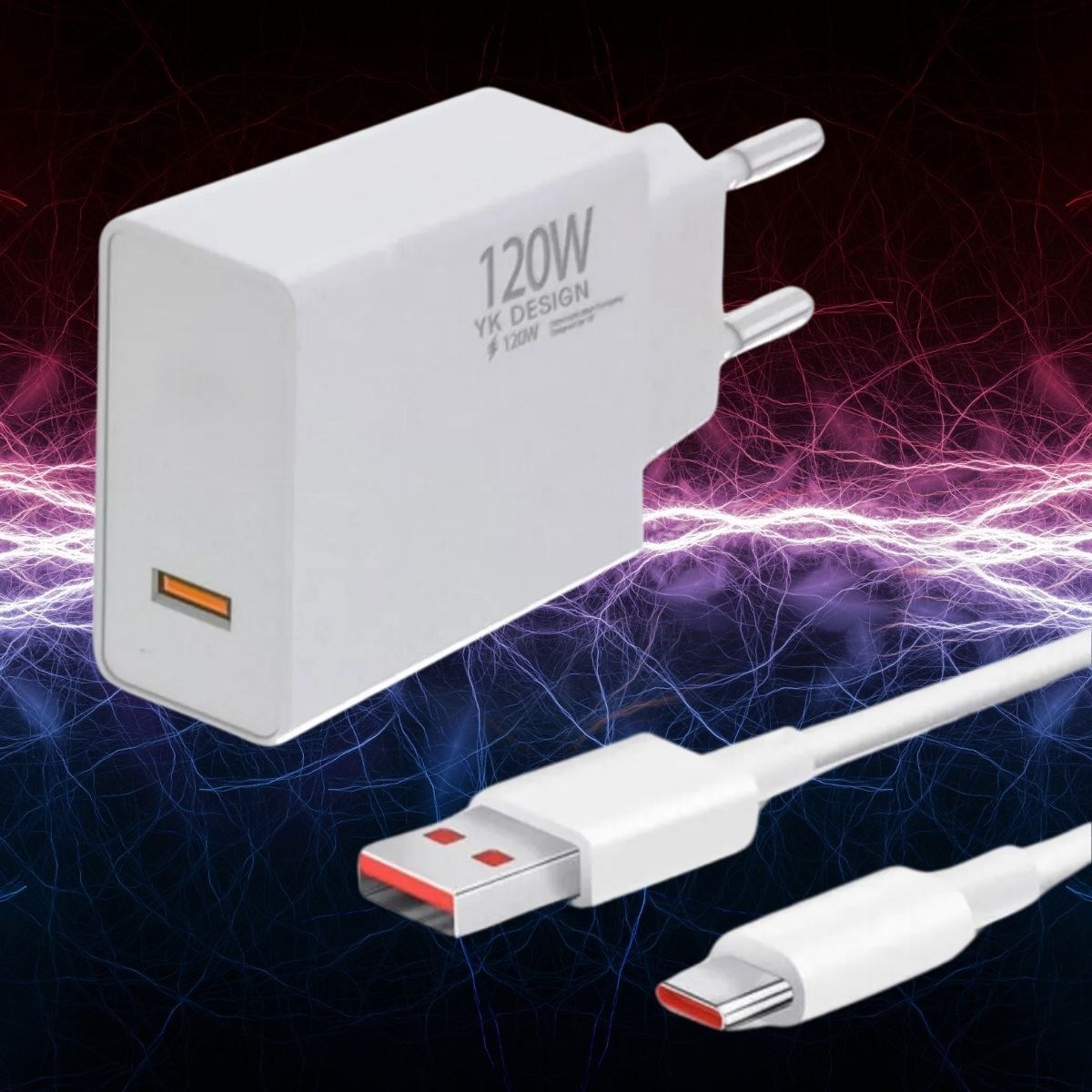 120W USB Hızlı Type C Uçlu Kablolu Şarj Aleti (5271)
