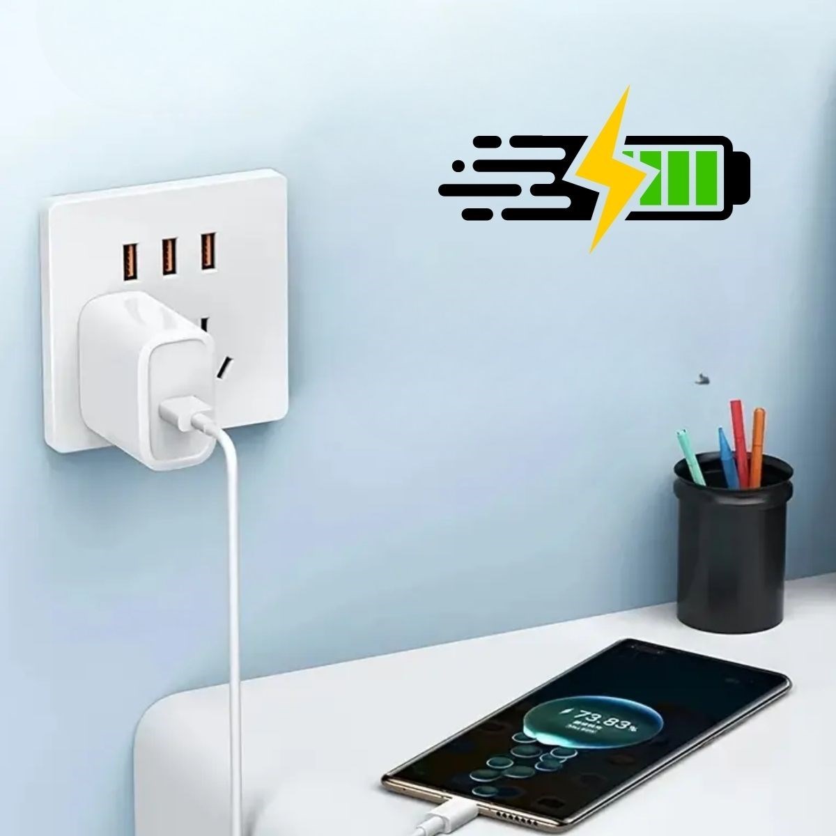 120W USB Hızlı Type C Uçlu Kablolu Şarj Aleti (5271)