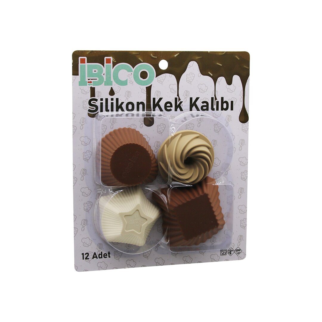 12PCS   RENKLİ SİLİKON  MUFFİN - KEK KALIP MİX ŞEKİL= 3-DİKDÖRTGEN - 3-YUVARLAK - 3-RÜZGAR GÜLÜ - 3-YILDIZ (5271)
