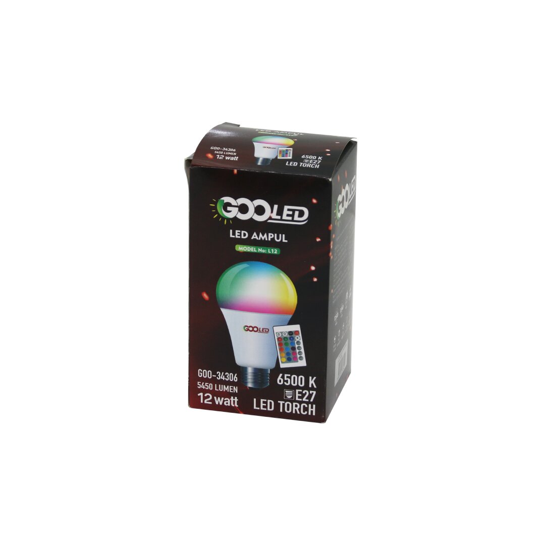 12W KUMANDALI RGB=RENKLİ LED AMPUL E27 5450 LUMEN 6500K 15000 SAAT ÖMÜR (5271)