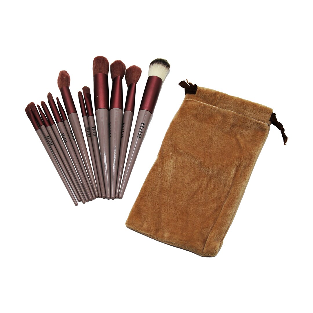 13PCS EFLATUN KADİFE TORBALI MAKYAJ FIRÇA SET (5271)