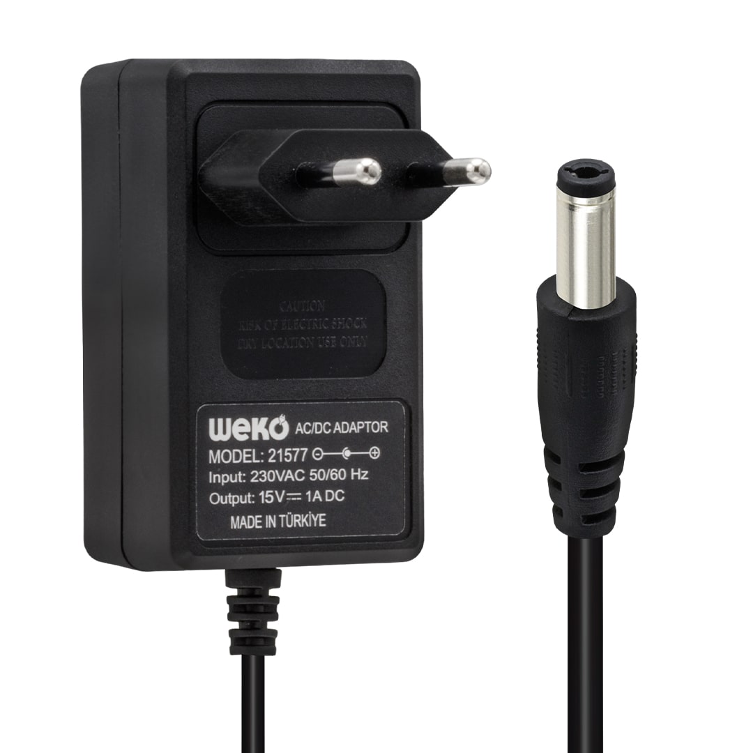 15 VOLT - 1 AMPER - 15 WATT 5.5*2.5 UÇLU YERLİ ÜRETİM PRİZ TİPİ ADAPTÖR (5271)
