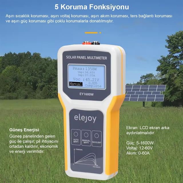 1600 Watt Fotovoltaik MPPT Solar Panel Voltaj Multimetre 12-60V (5271) 1600 Watt Fotovoltaik MPPT Solar Panel Voltaj Multimetre 12-60V (5271)