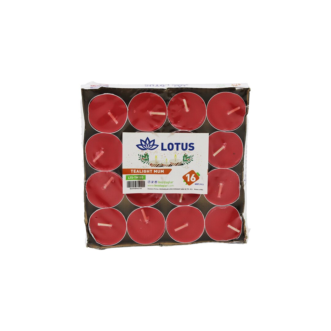 16PCS   YUVARLAK - KIRMIZI  TEA LİGHT MUM (5271)