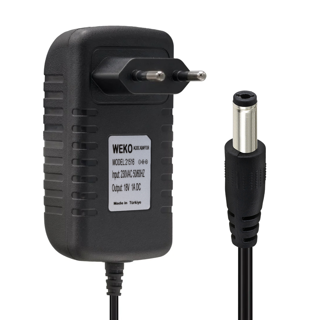 18 VOLT - 1 AMPER 5.5*2.5 UÇLU YERLİ ÜRETİM PRİZ TİPİ ADAPTÖR (5271)