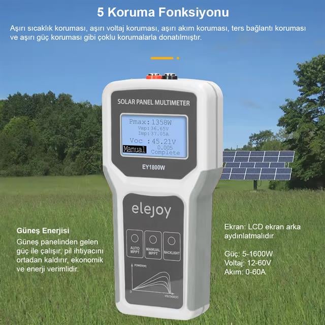 1800 Watt Fotovoltaik MPPT Solar Panel Voltaj Multimetre 12-60V (5271) 1800 Watt Fotovoltaik MPPT Solar Panel Voltaj Multimetre 12-60V (5271)