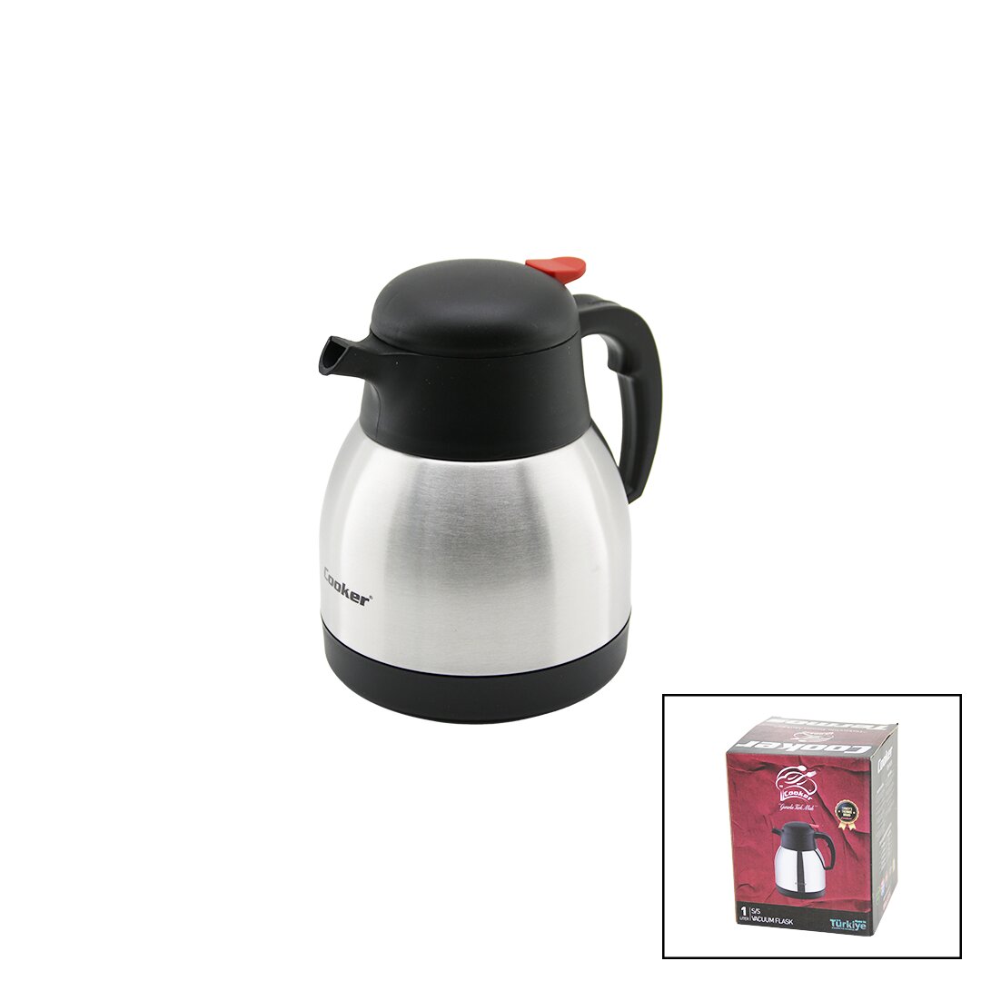 1LT  304 ÇELİK TERMOS INOX SERİSİ 12 SAAT SICAK - 24 SAAT SOĞUK ÇİFT CONTALI KAPAK CKR-2035 (5271)