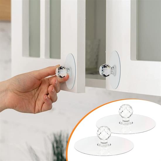 2 Adet Kristal Kendiliğinden Güçlü Yapışkanlı Kulp Askısı Tutma Kolu (5271)