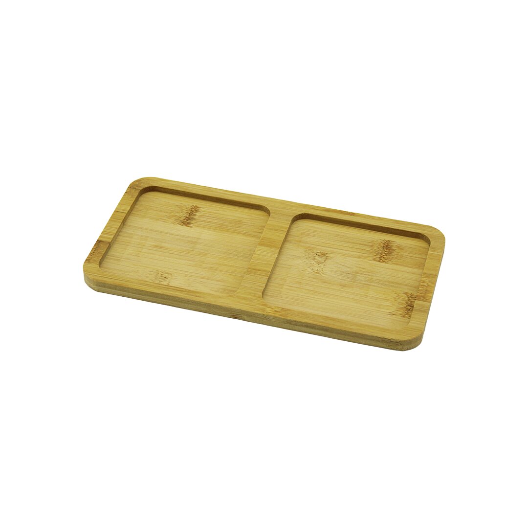 2 BÖLMELİ   DİKDÖRTGEN  AHŞAP BAMBU YAĞDANLIK ALTLIK  MİNİ TEPSİ   20X10X0.8CM (5271)