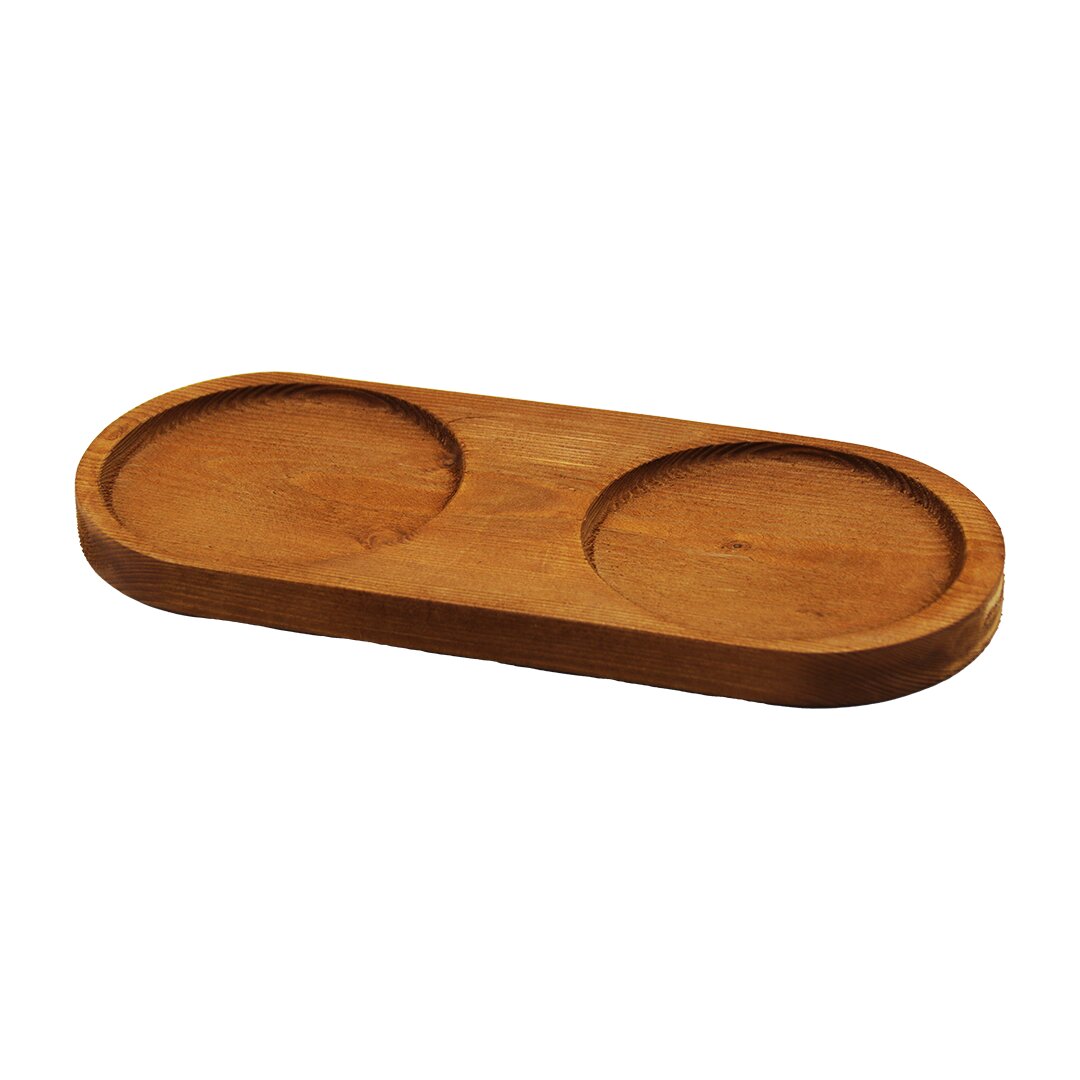 2 BÖLMELİ - OVAL   KOYU RENK=KAHVERENGİ  AHŞAP YAĞDANLIK ALTLIK  27X12.5CM (5271)