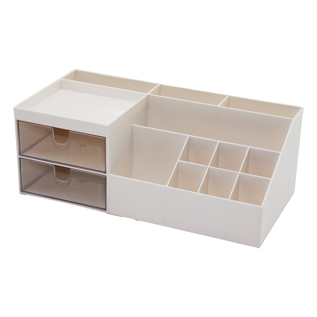 2 ÇEKMECELİ + 12 BÖLMELİ  PLASTİK MAKYAJ - TAKI ORGANİZER 12X24CM-- Y: 4-6-7-8-9CM (5271)