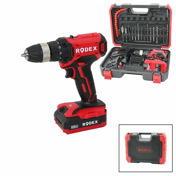 2 KADEME HIZ - VİTES ŞARJLI=ÇİFT BATARYA 17PCS UÇLU MATKAP 0-350 / 0-1350 RPM 21V/2.0A LI-ION RDX-3375A (5271)