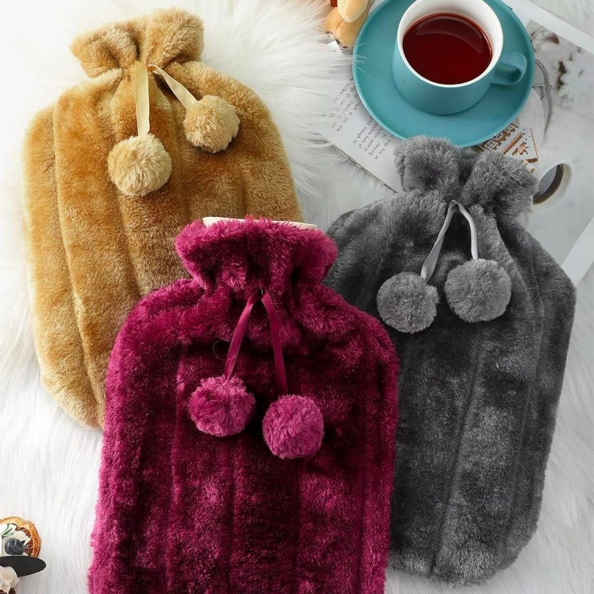 2 Litre Ponponlu Peluş Sıcak Su Torbası 1.Sınıf Kauçuk Malzeme (5271)