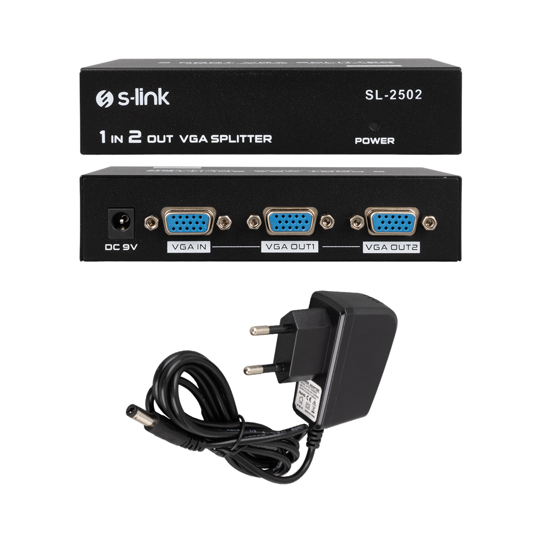 2 PORT VGA SPLITTER DAĞITICI 250MHZ - 1920X1080 SL-2502 (5271)