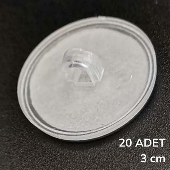 20 Adet Şeffaf Yuvarlak 3 Cm Çaplı Güçlü Disk Yapışkanlar (5271)