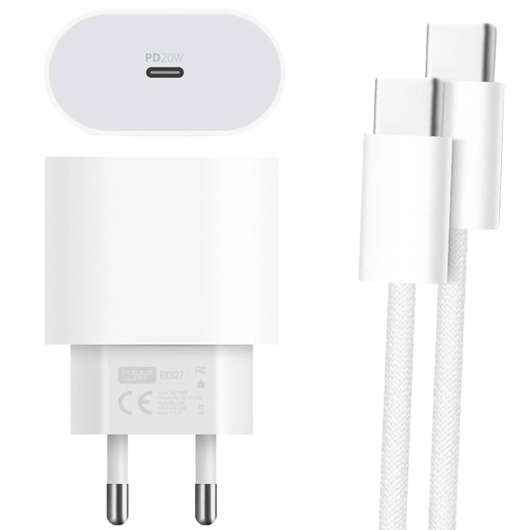 20 WATT TYPE-C ŞARJ BAŞLIK ADAPTÖRÜ + KABLO SETİ (APPLE 15 PRO-PROMAX UYUMLU) (5271)