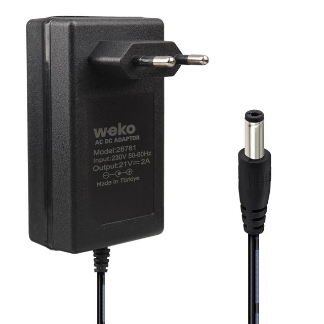 21 Volt - 2 Amper 5.5*2.5 Mm Uçlu Kırmızı Yeşil Ledli Priz Tipi Şarjlı Matkap Adaptörü (5271)