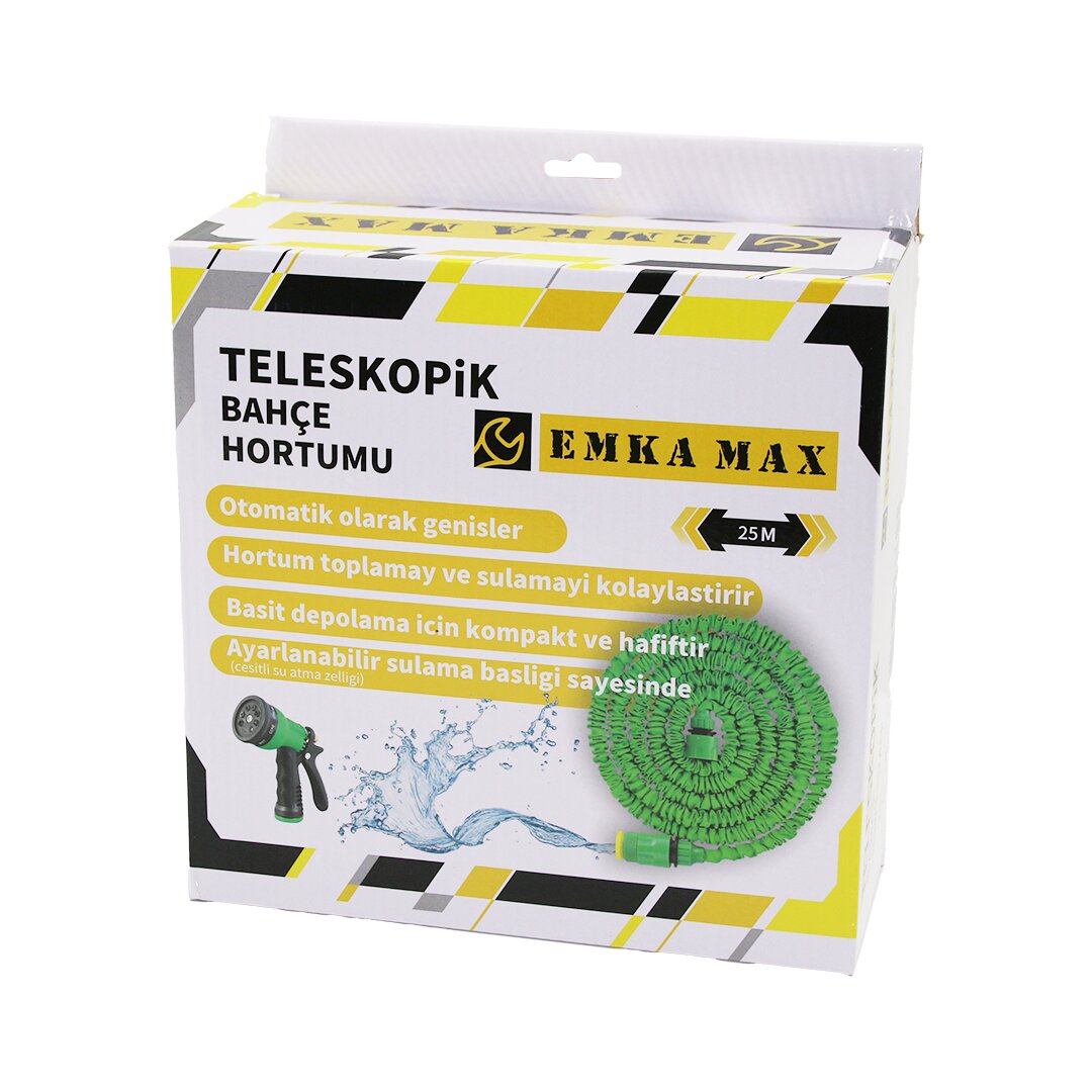 25MT TELESKOPİK UZAYAN BAHÇE HORTUMU 7 FONKSİYON AYARLI TETİKLİ TABANCA (5271)
