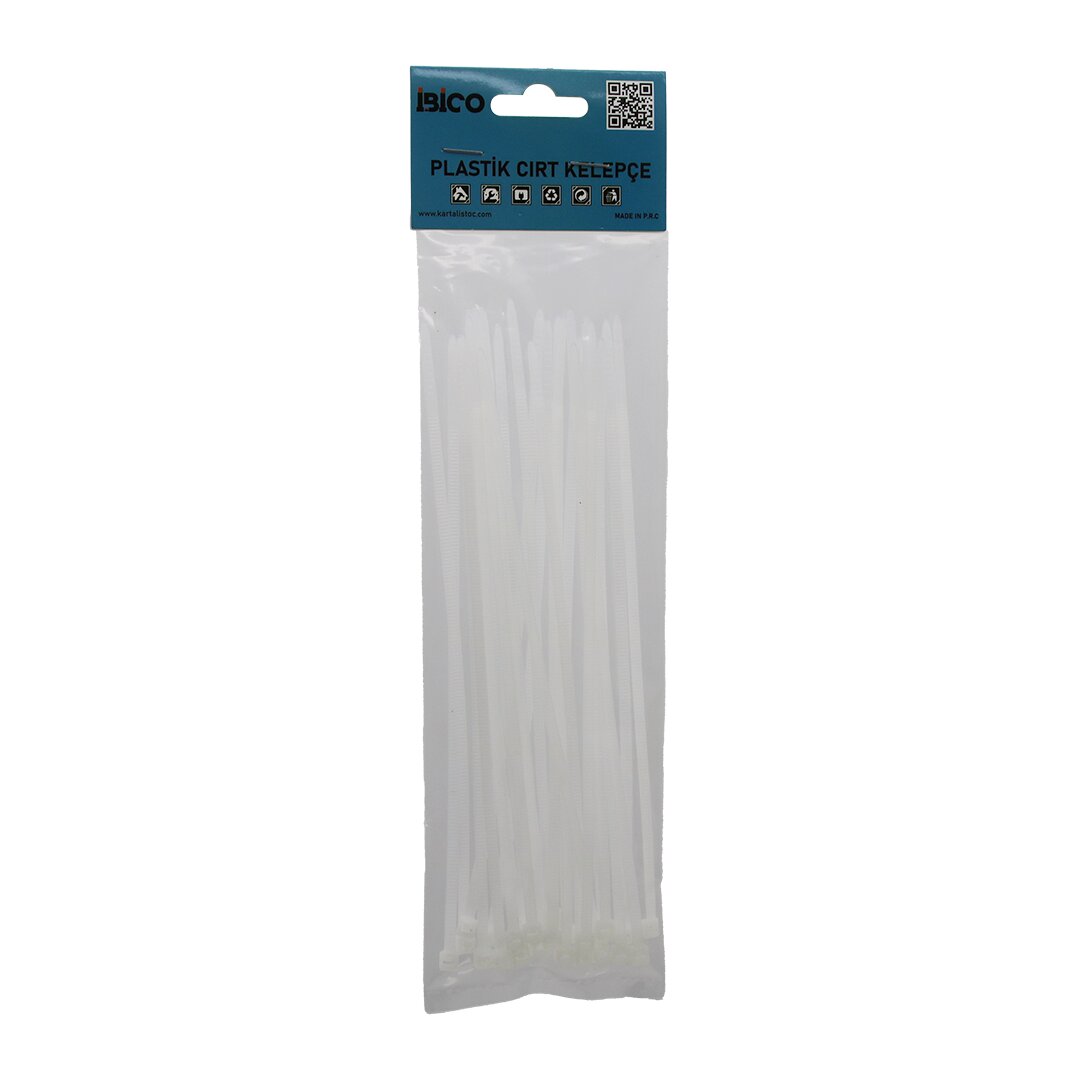 25PCS   BEYAZ   3.6X200MM  PLASTİK CIRT KELEPÇE (5271)