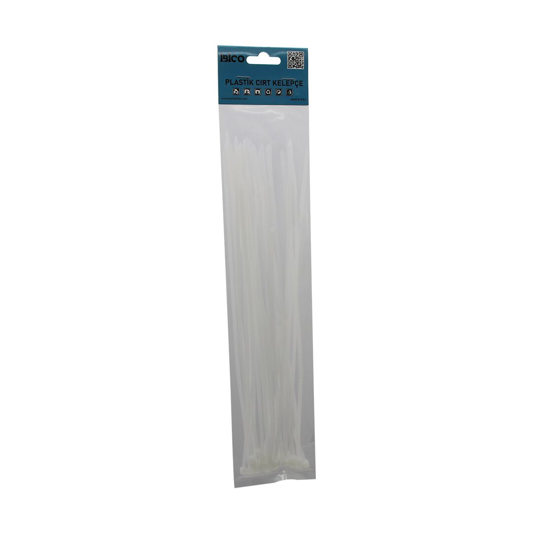 25PCS   BEYAZ   3.6X300MM  PLASTİK CIRT KELEPÇE (5271)