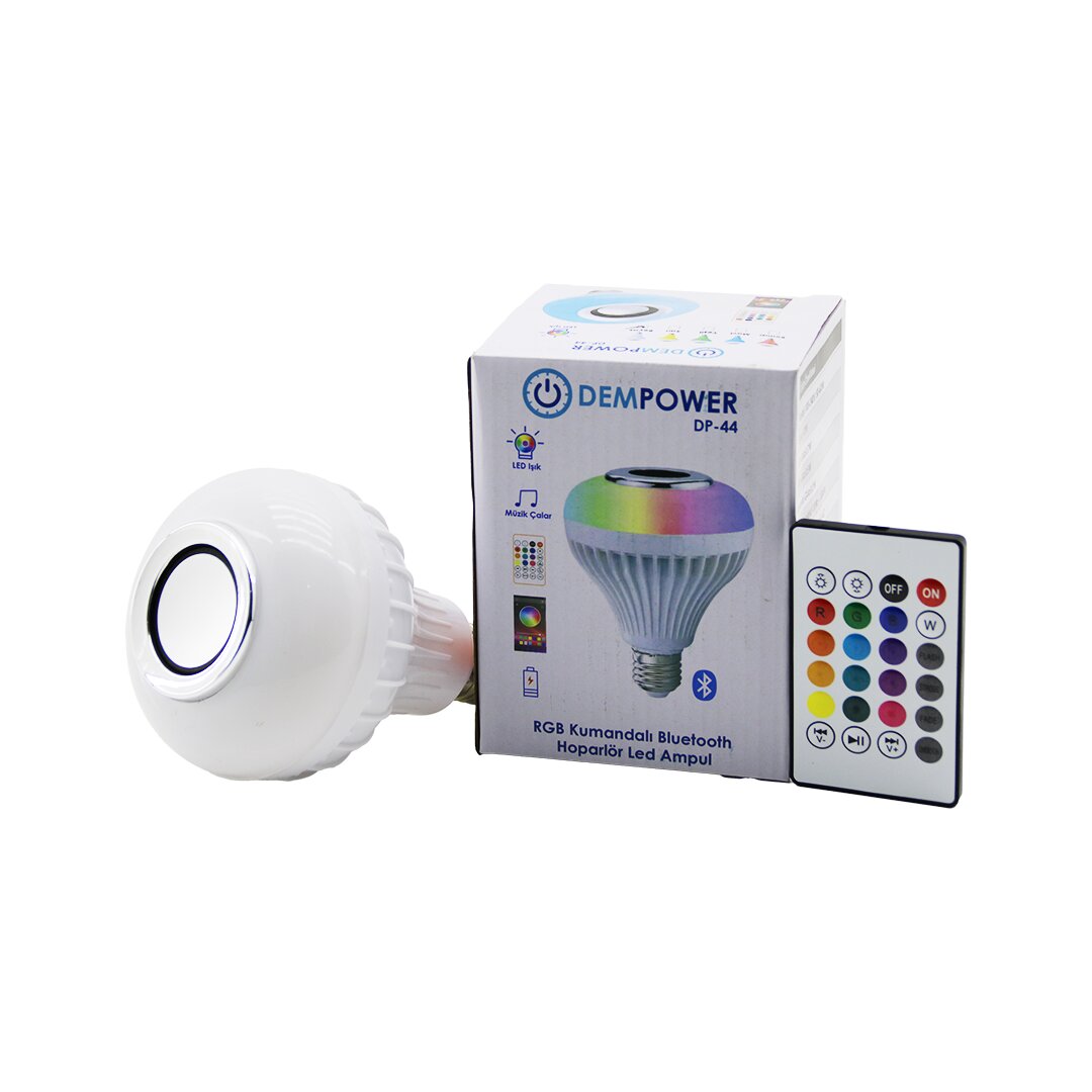 2IN1-KUMANDALI RGB LED AMPUL - BLUETOOTH HOPARLÖR MÜZİK ÇALAR LED-7W - HOPARLÖR-3W (5271)