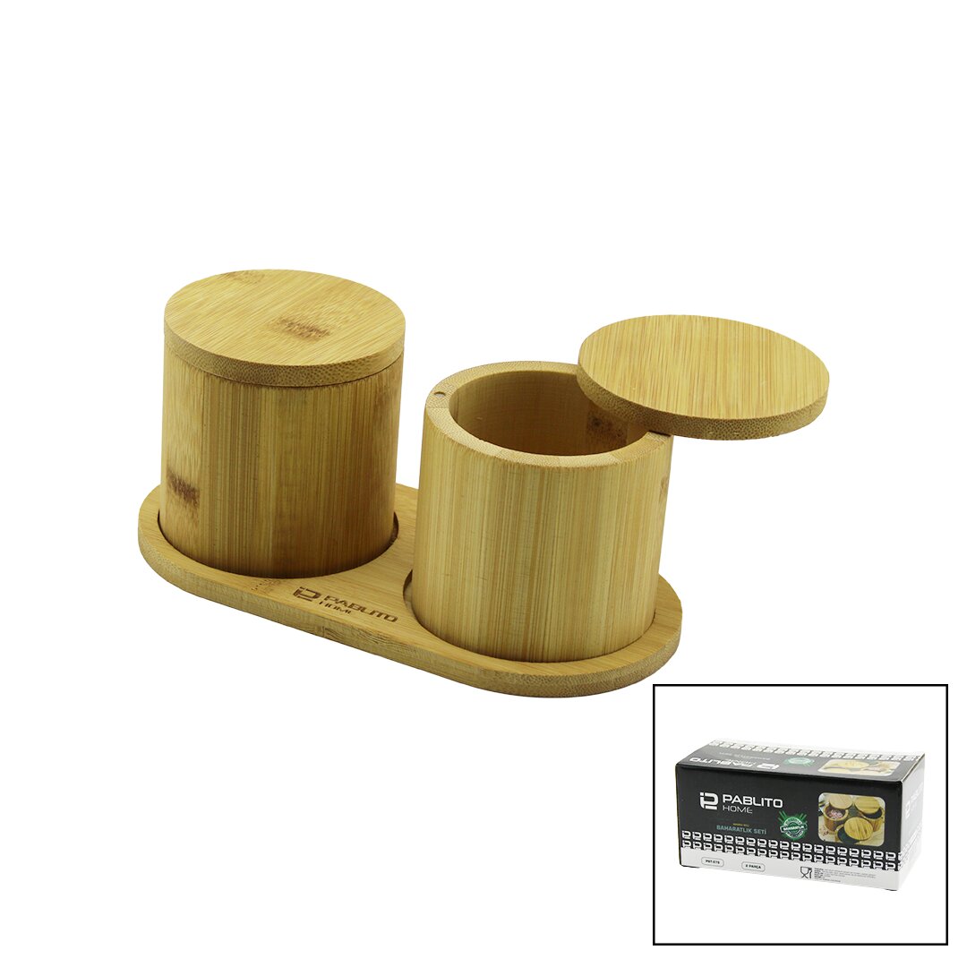 2PCS AHŞAP BAMBU BAHARATLIK YUVARLAK=8X8ALTLIK=9.5X19.5ÇEVİR AÇ-MIKNATISLI KAPAK (5271)