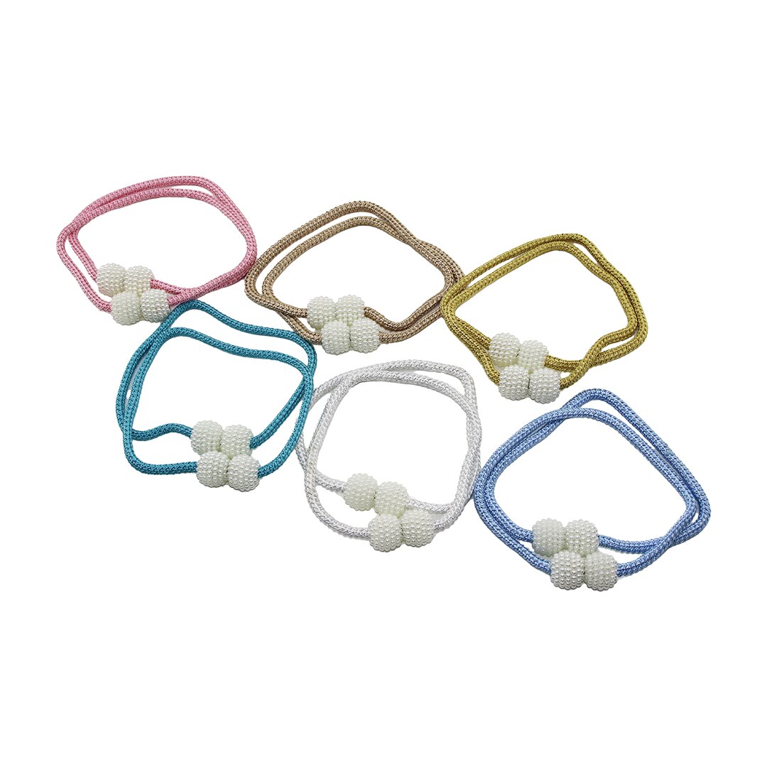 2PCS   BONCUK TOPLU - MIKNATISLI  RENKLİ PERDE İPİ (5271)