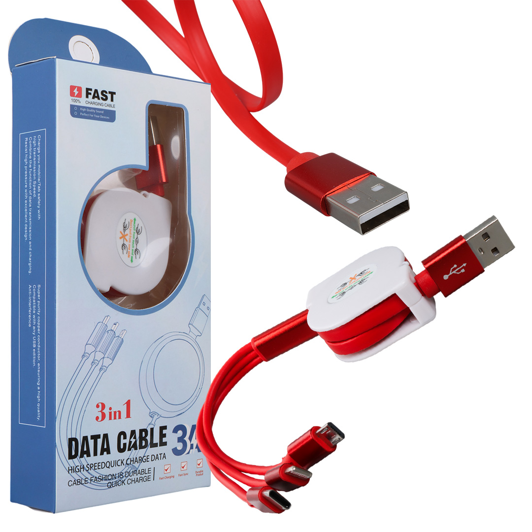 3 IN 1 KIRMIZI ŞARJ KABLOSU (5271)