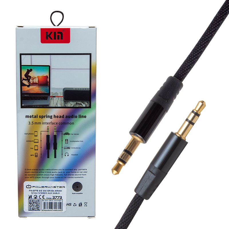 3.5 MM ERKEK/ERKEK SİYAH STEREO AUX 1.1 MT KUTULU KABLO (5271)